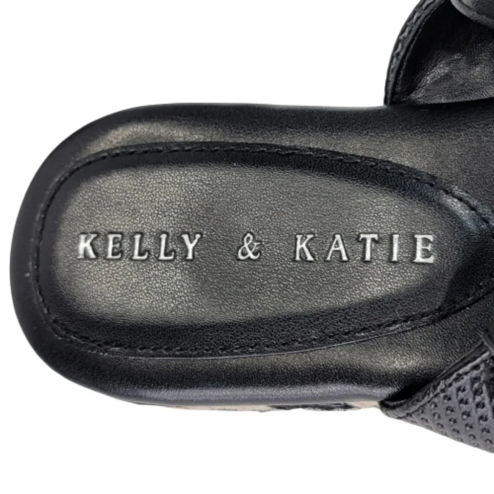 Kelly & Katie Poliana Espadrille Black White Platform Wedge Sandal Shoes Sz 8 - Picture 8 of 12